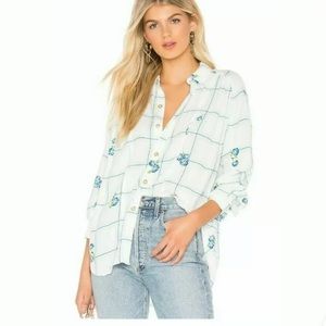 Free People Floral Button Down Shirt Size S